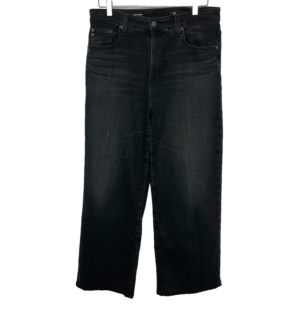 Women's 31 AG Tomas High Rise Baggy Straight Black Cotton Blend Jeans